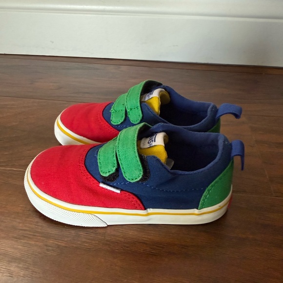 Vans Red and Blue Color Block Velcro Toddler Sneakers-Size 7 - Picture 4 of 11